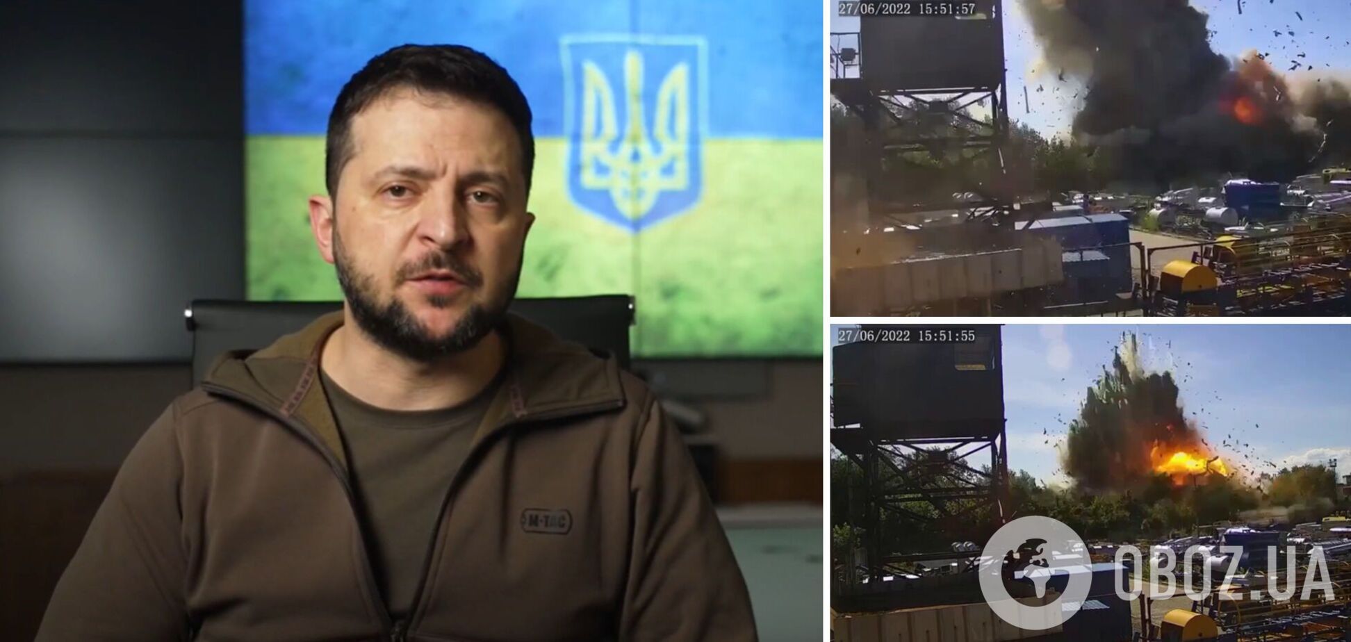 Зеленський показав відео удару російською ракетою по ТЦ у Кременчуці