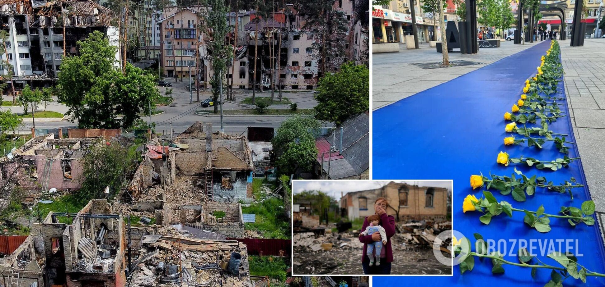 В Болгарии развернули 100-метровую ленту с розами в знак памяти о жертвах войны в Украине. Фото