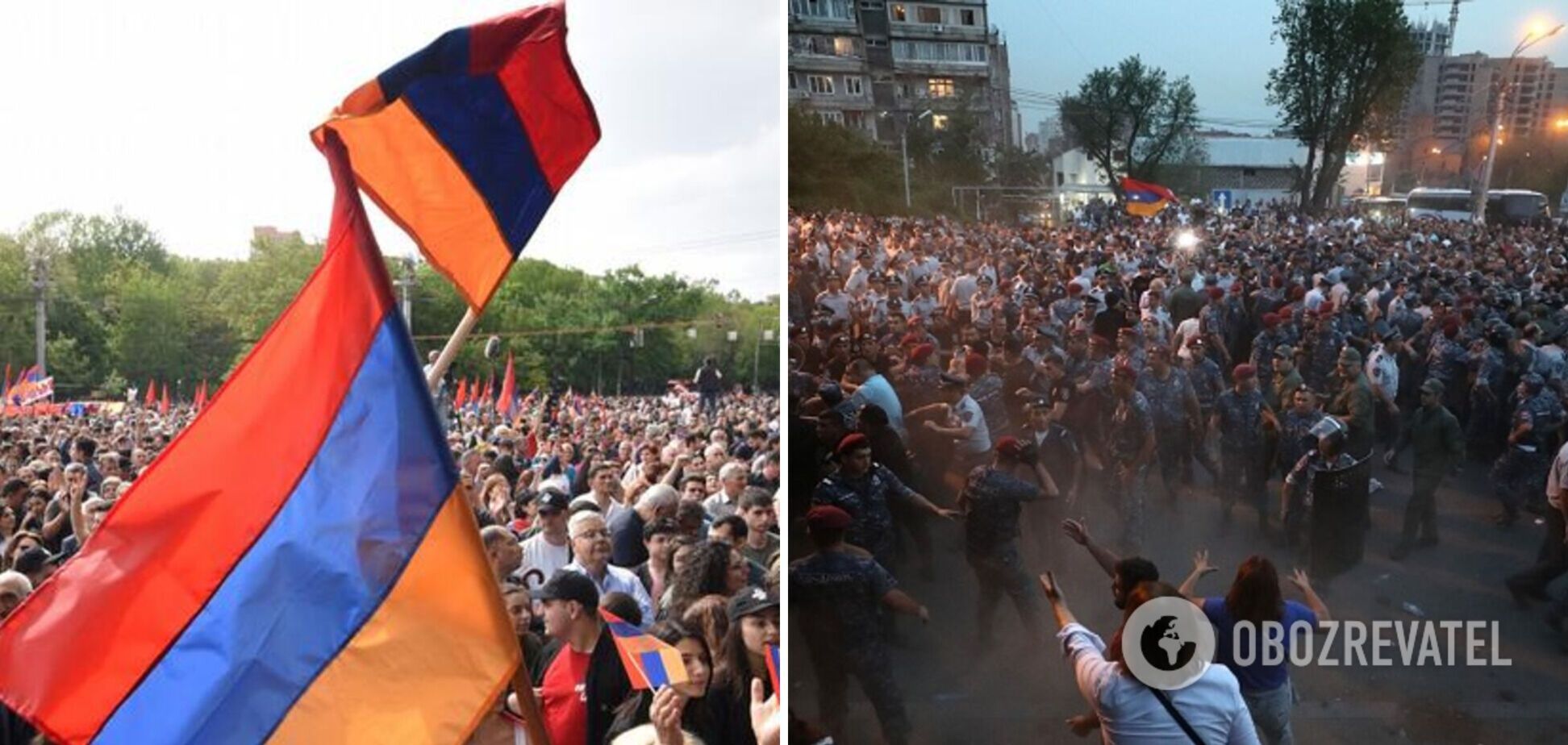 Митингующие бросали камни: в Армении прошли акции протеста, которые переросли в столкновения с полицией