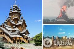 От древней церкви не осталось ничего: появилось видео сгоревшего скита Святогорской лавры