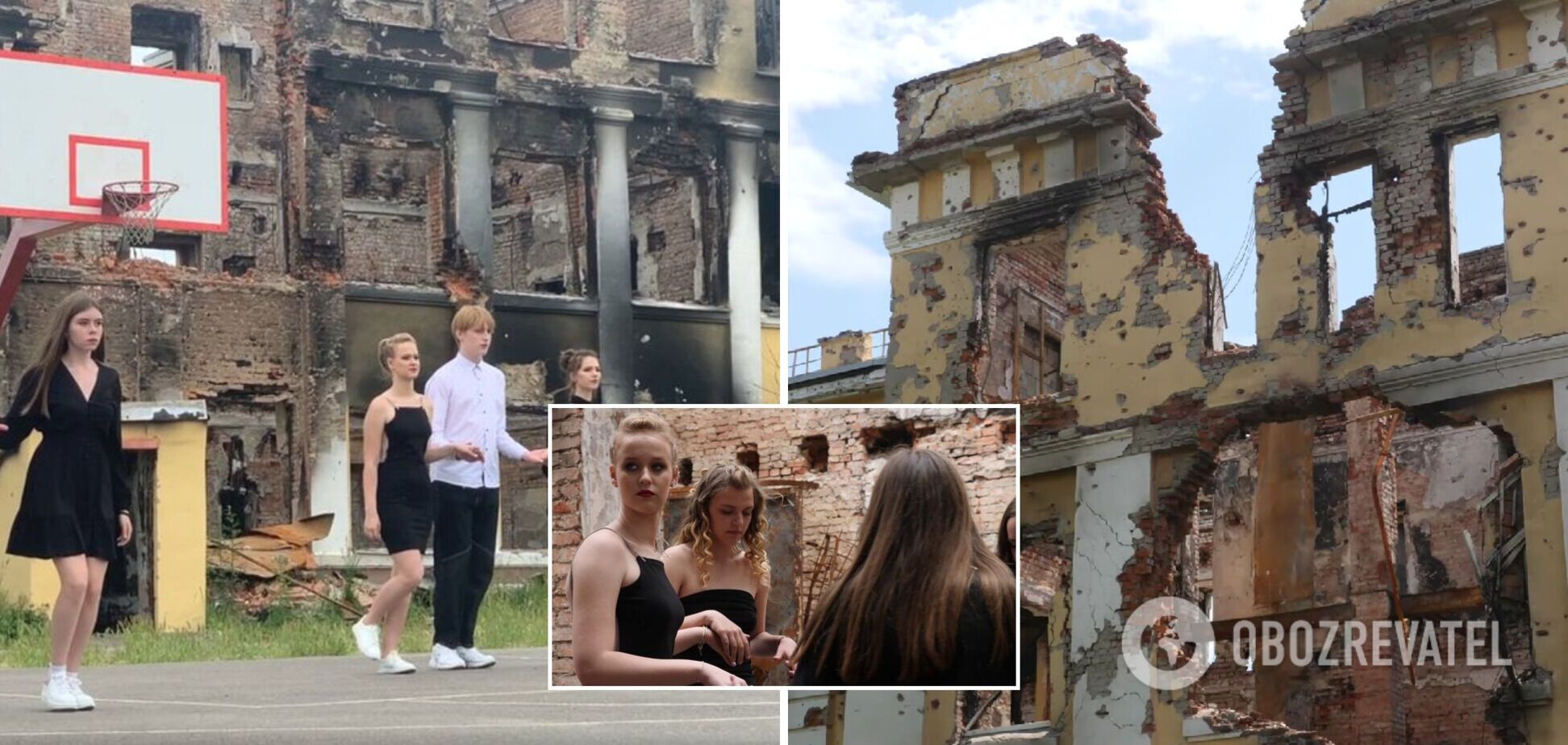 В Харькове выпускники станцевали вальс на развалинах уничтоженной Россией школы. Видео