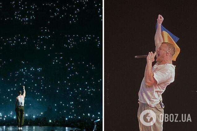 Соліст Imagine Dragons Ден Рейнольдс на концерті в Празі підняв прапор України, який йому передала біженка з Харкова