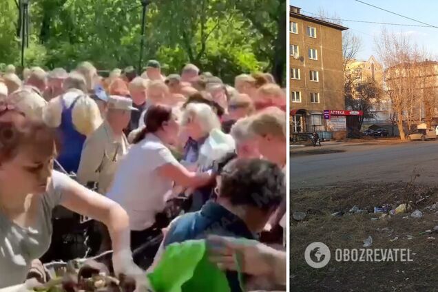 Российские пенсионерки устроили эпичную битву за бесплатные тюльпаны. Видео
