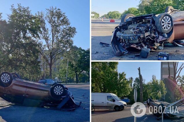 Легковушка на скорости протаранила отбойник