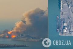 В порту Бердянска слышали взрывы: оккупанты пытались поднять подбитый ВСУ десантный корабль 'Саратов'. Фото