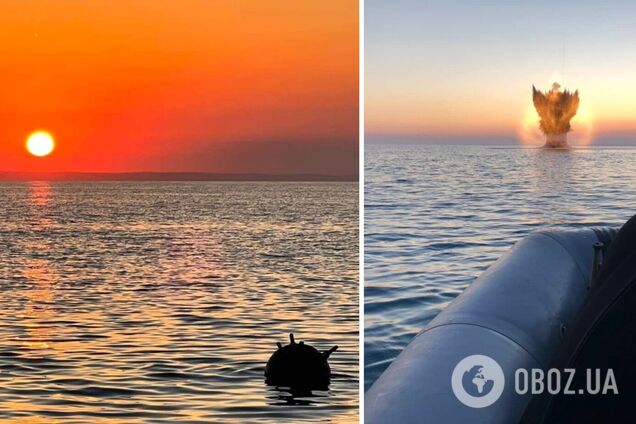 В водах Болгарии уничтожили якорную мину, которая дрейфовала в Черном море. Фото