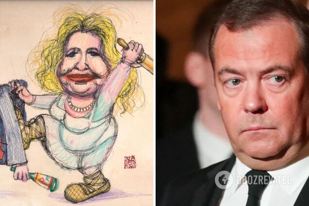 Російський художник намалював самогубство Медведєва: колишньому прем'єрові допомогла дружина. Фото