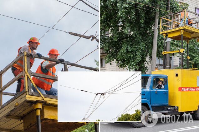 В столице ремонтируют поврежденную оккупантами троллейбусную сеть