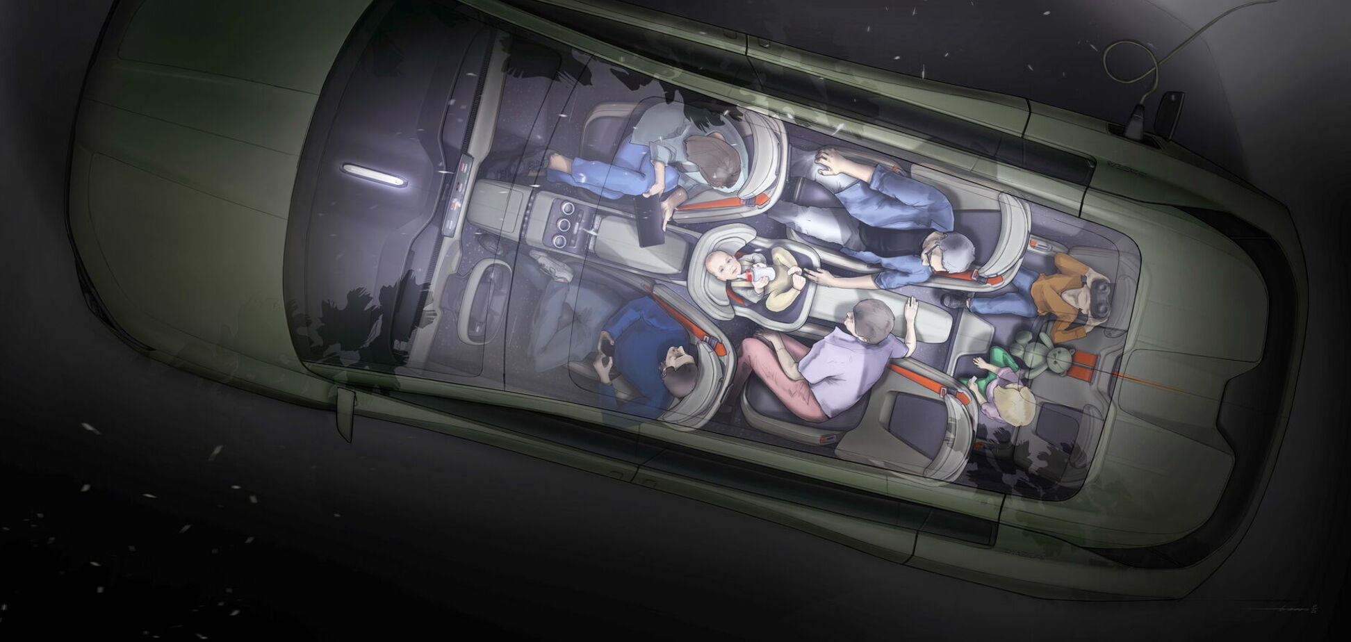 Skoda показала ескіз інтер’єру концепта Vision 7S