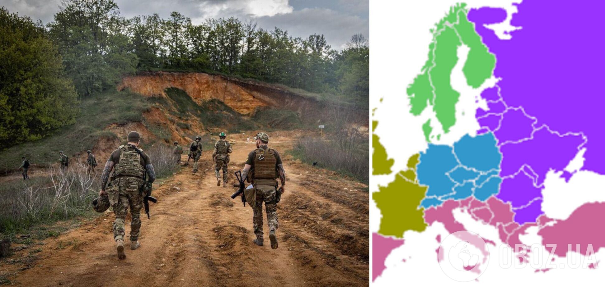 2450 км і чотири країни: лінію фронту в Україні показали на прикладі Європи. Інфографіка