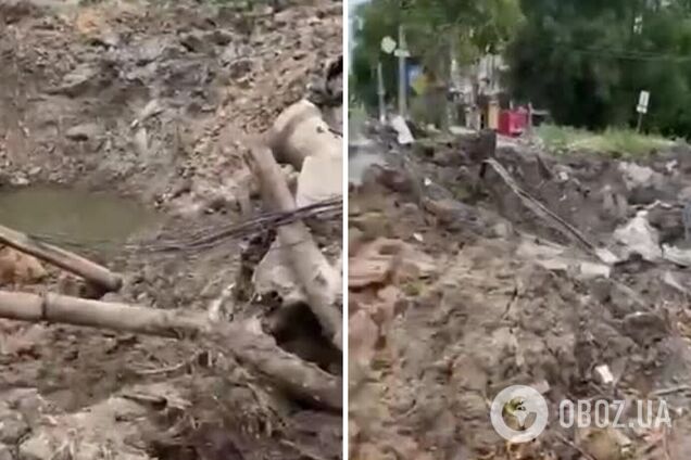 Четырехметровая воронка и выбитые окна: появилось видео с последствиями удара оккупантов по Бахмуту
