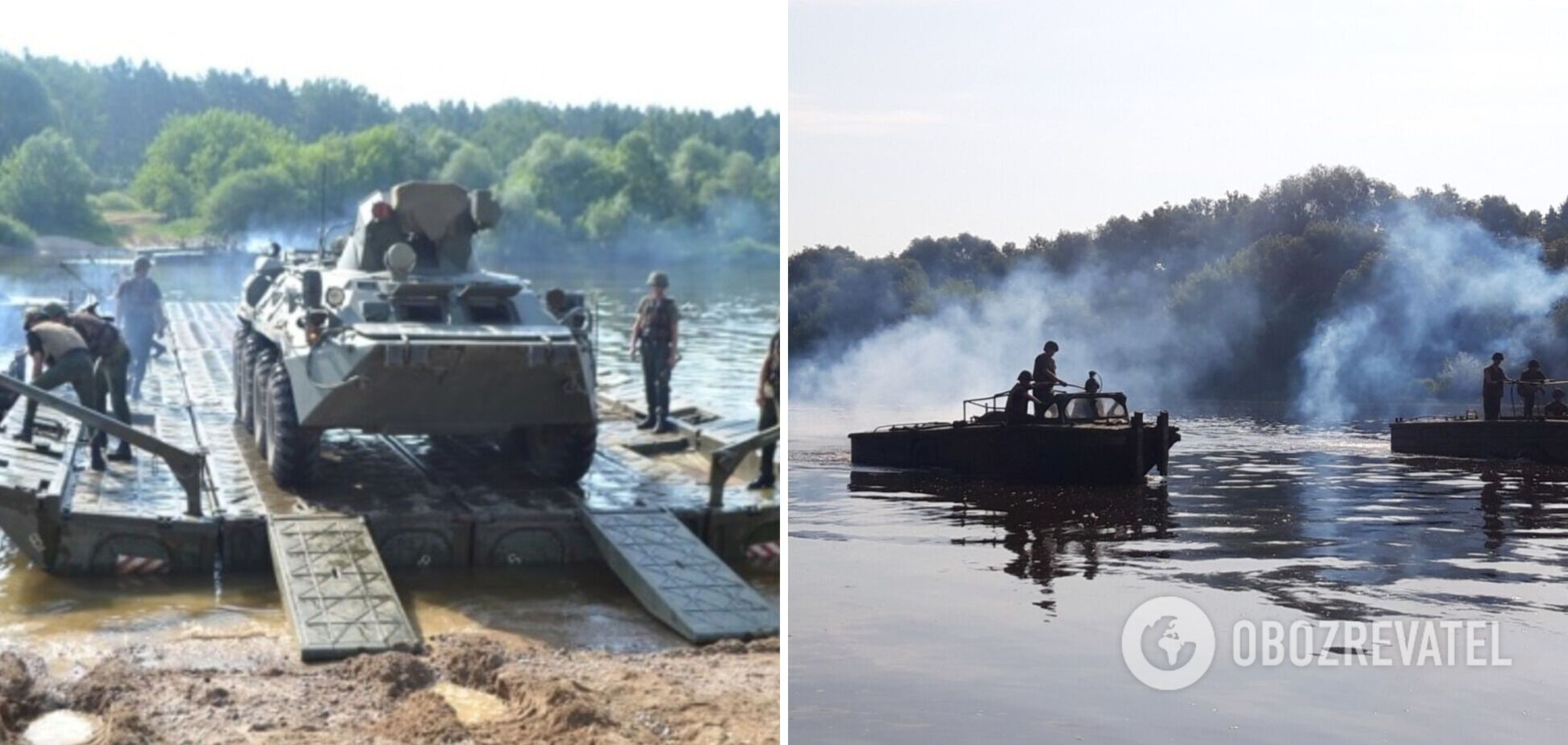 Білоруські військові вчилися будувати понтонні переправи поблизу кордону з Україною: з'явилися фото