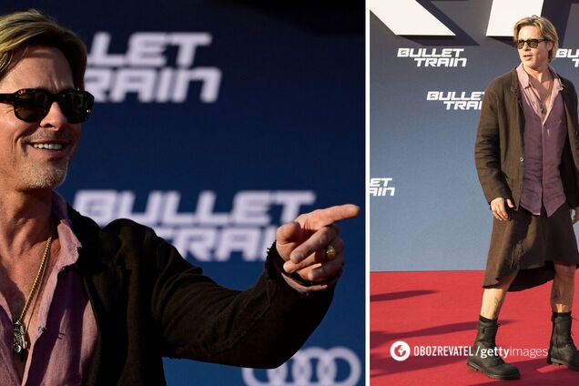 Брэд Питт появился на красной дорожке в юбке до колен