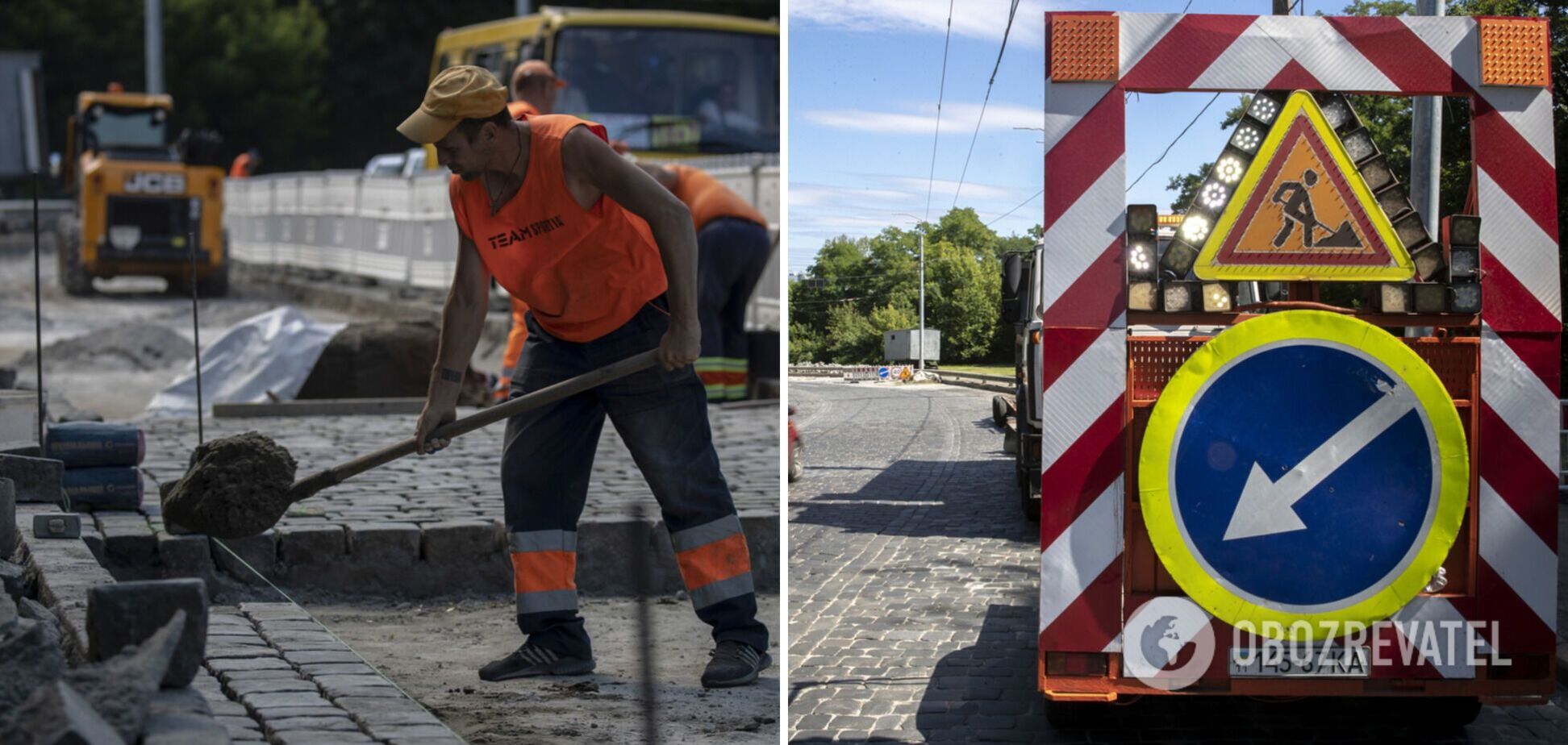 Кличко показал, как идет восстановление брусчатки на Подольском спуске. Фото