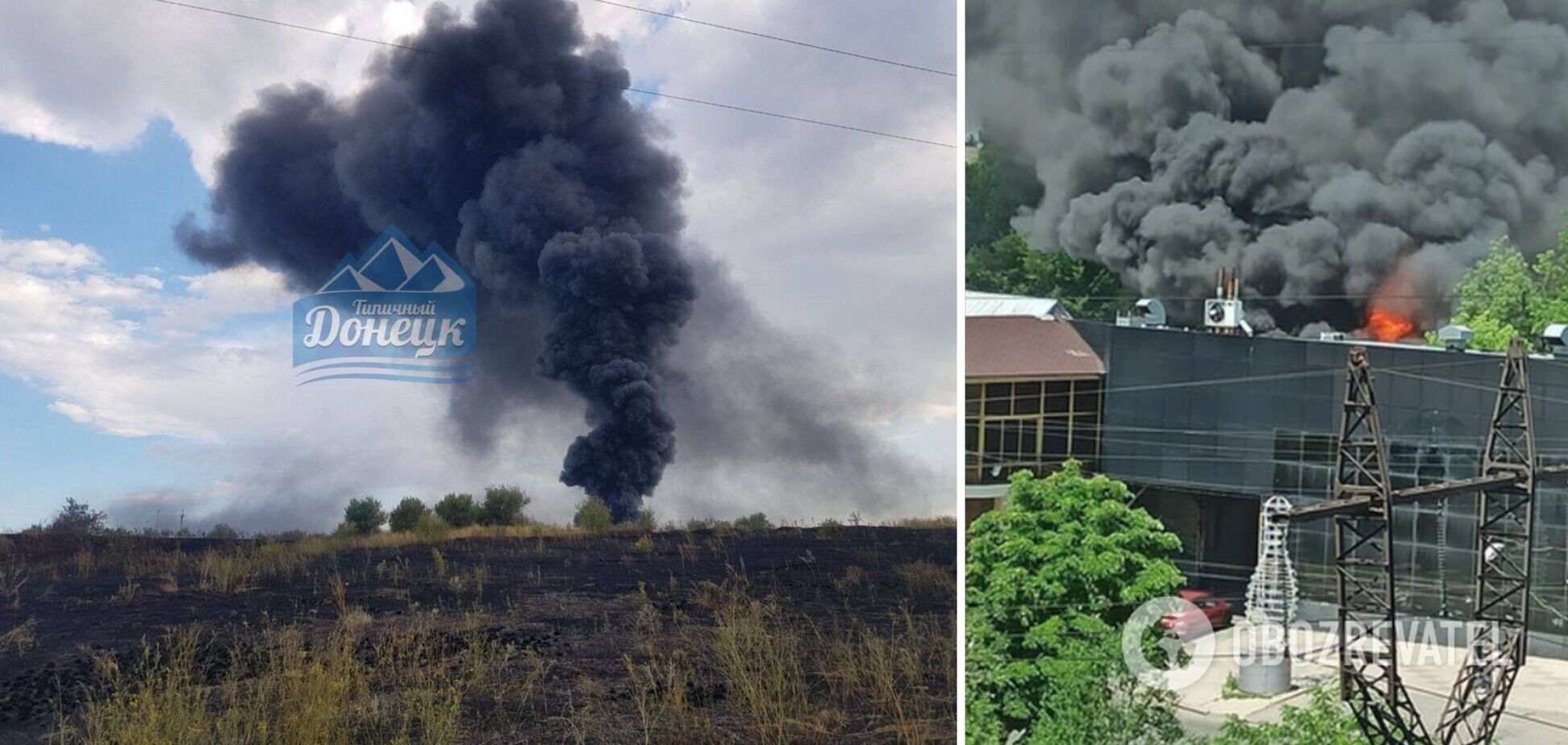 В окупованому Донецьку пожежа, в небо піднявся стовп чорного диму. Фото і відео