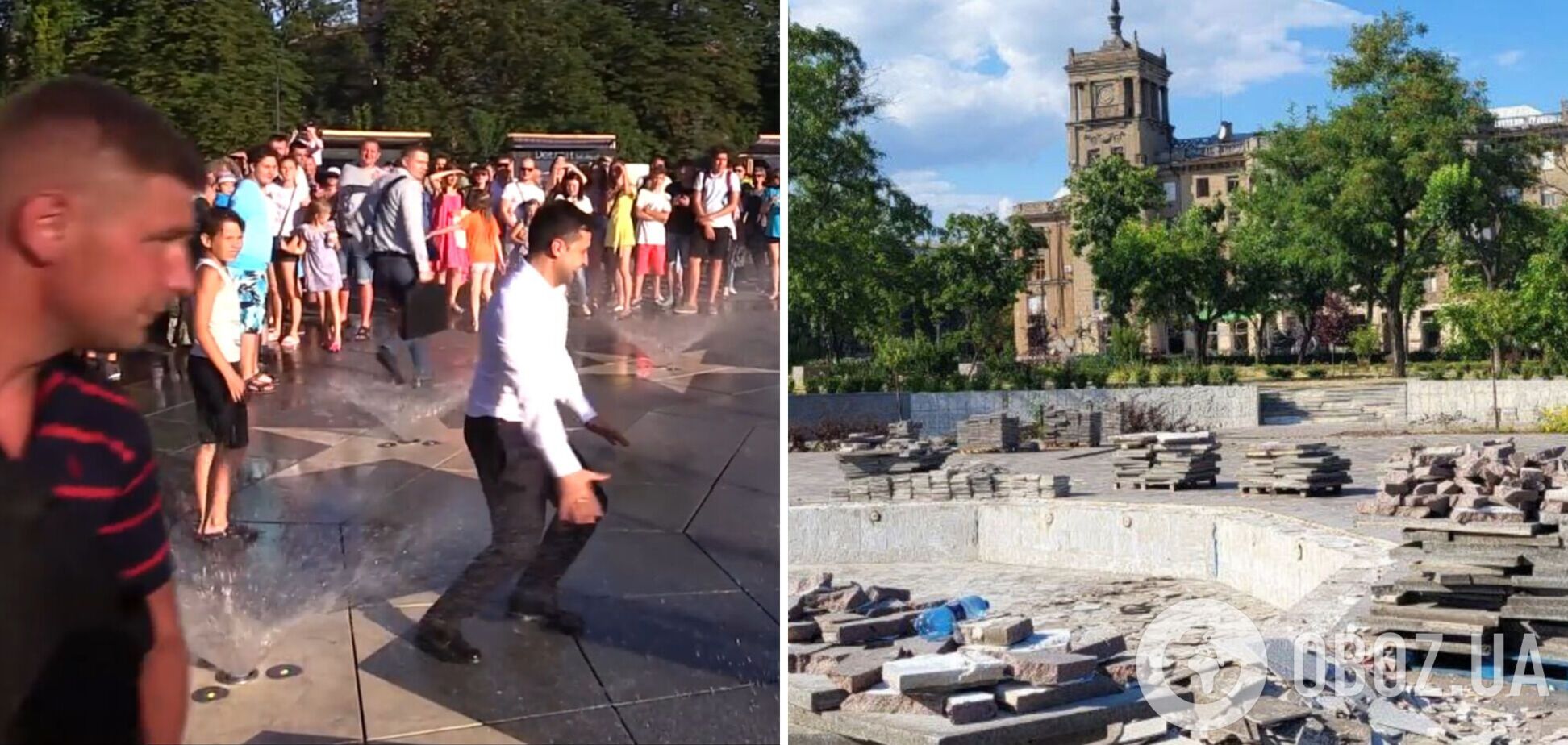 Оккупанты в Мариуполе разобрали фонтан, где 'купался' Зеленский. Фото и видео
