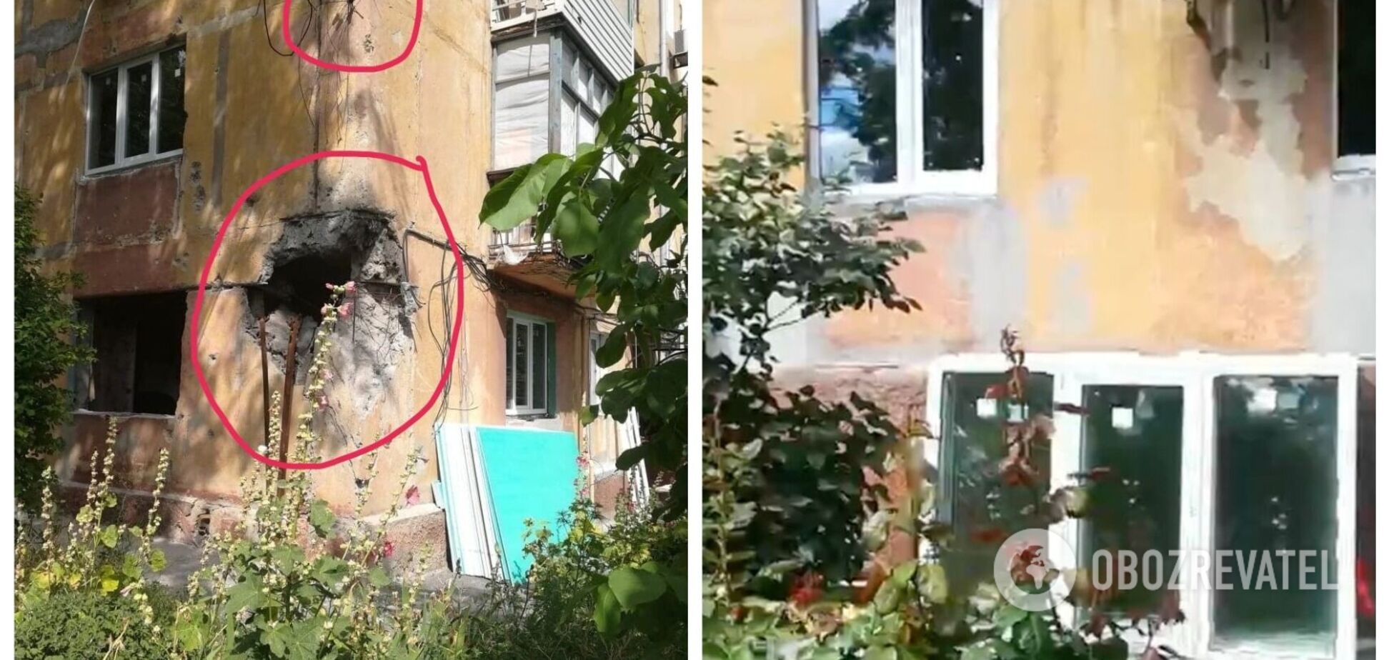 Оккупанты в Мариуполе меняют окна в доме, который может свалиться в любой момент. Фото