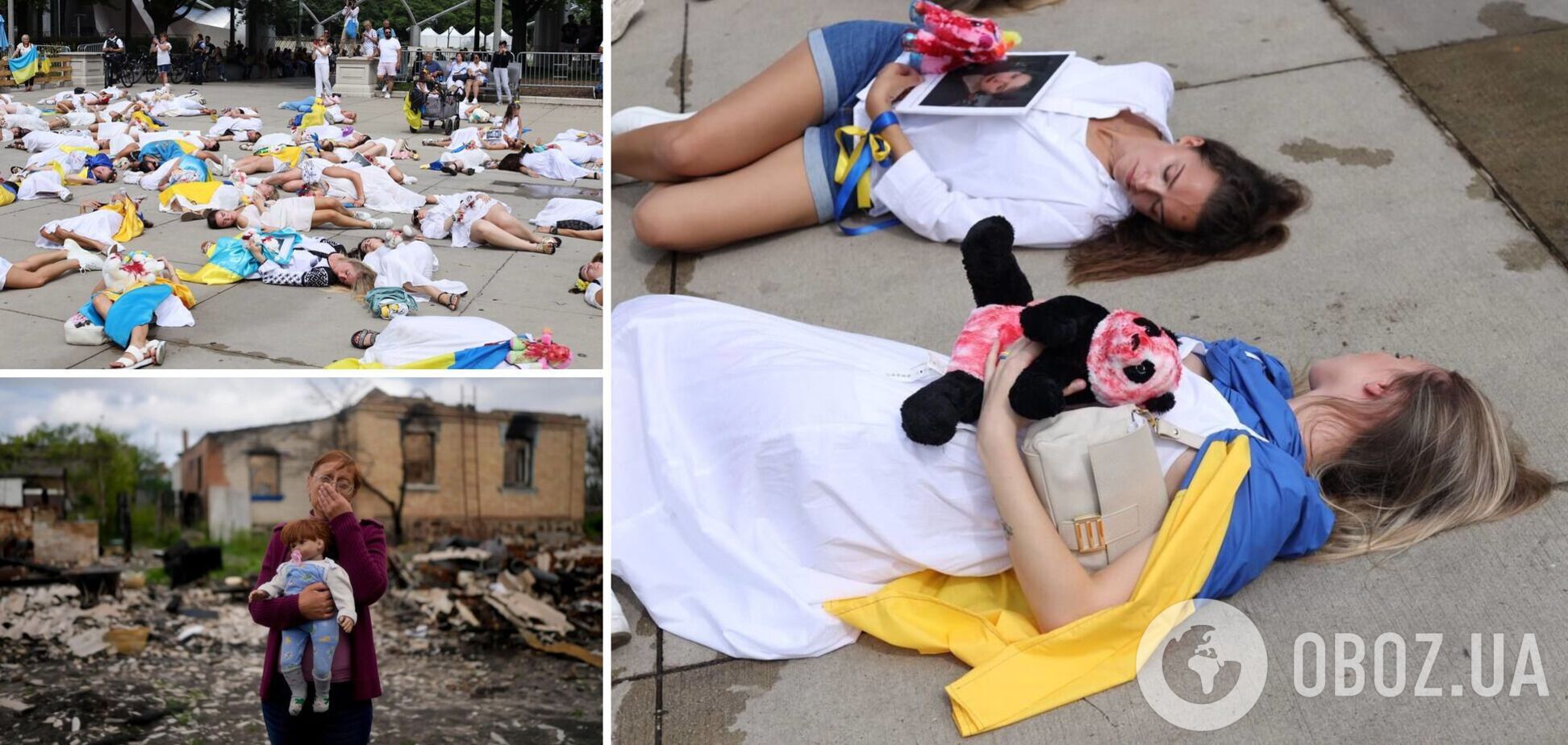 В США украинки устроили акцию с требованием признать РФ государством-террористом: принесли фото убитых им детей