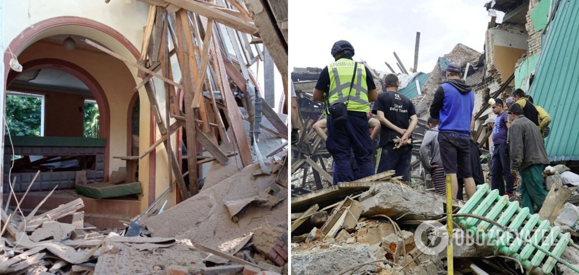 В Чугуеве под завалами дома культуры обнаружили тела погибших: люди искали там спасения во время обстрелов. Фото