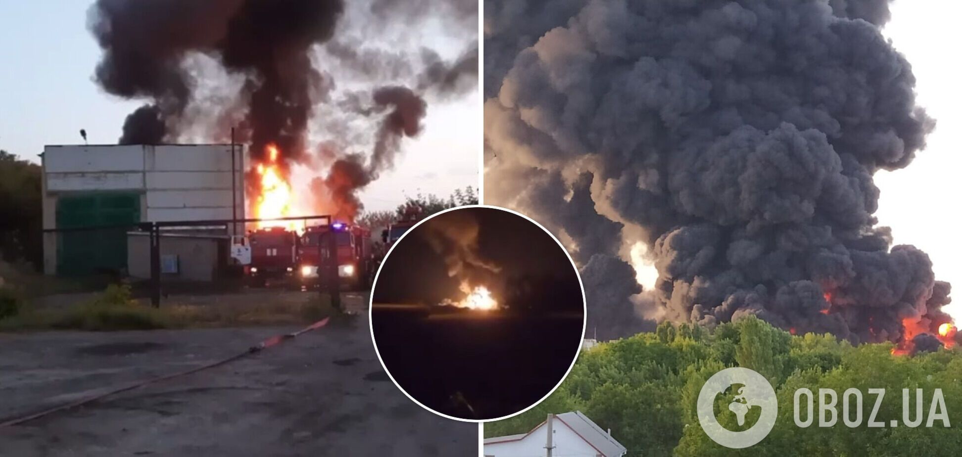 В оккупированном Донецке после взрывов загорелась нефтебаза. Видео