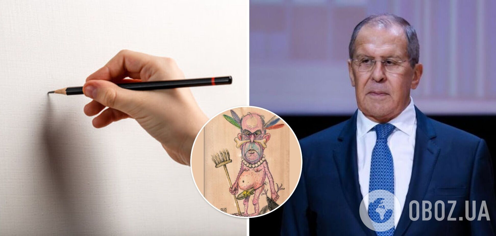 Російський художник намалював голого Лаврова з ракетою замість статевого органа. Фото