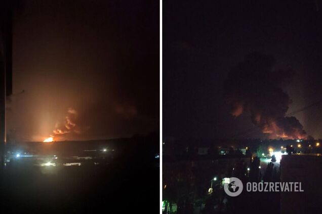 В оккупированном Снежном прогремели взрывы, горят военные склады. Фото и видео