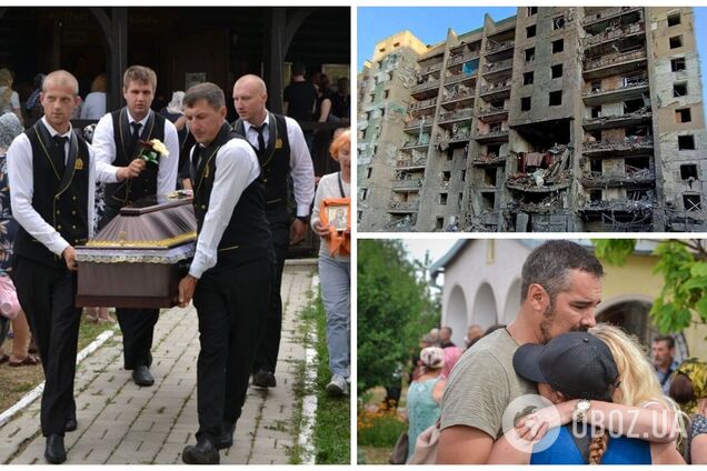 У Сергіївці на Одещині попрощалися із жертвами ракетного удару РФ: дівчинка залишилася без батьків. Фото