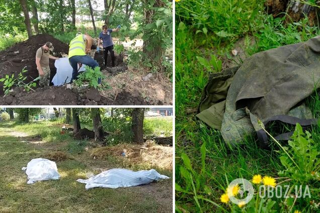 У Харкові біля метро розкопали поховання російських військових. Відео