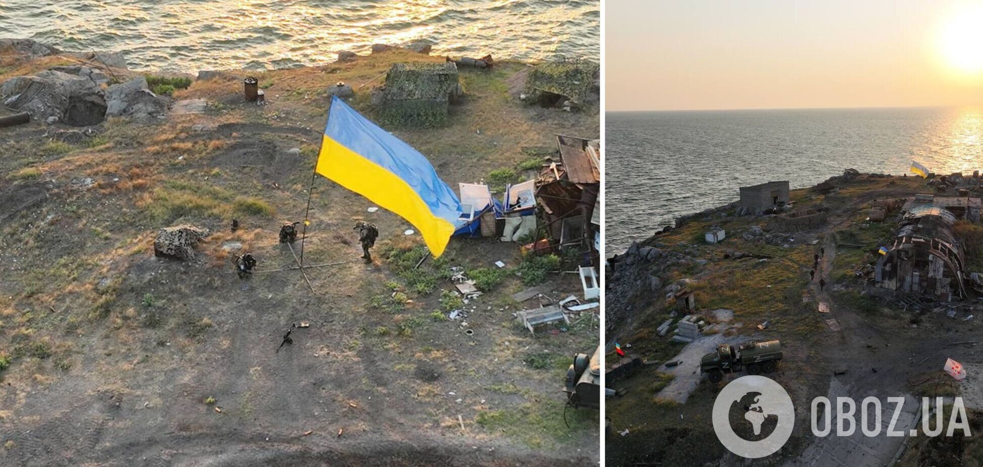 На освобожденном от оккупантов острове Змеиный подняли флаг Украины. Фото и видео
