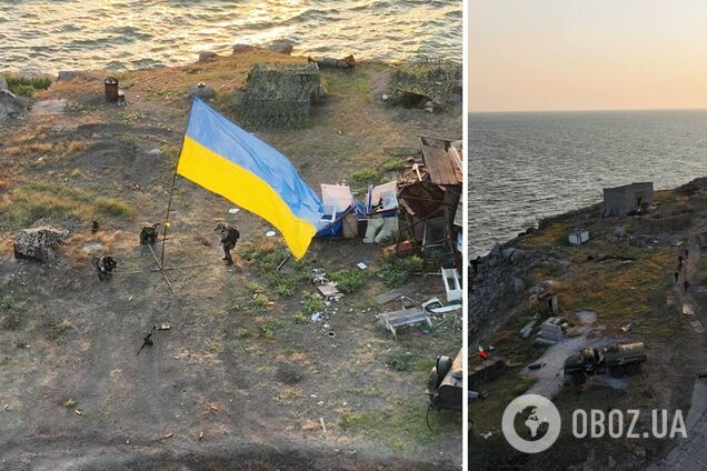 На освобожденном от оккупантов острове Змеиный подняли флаг Украины. Фото и видео