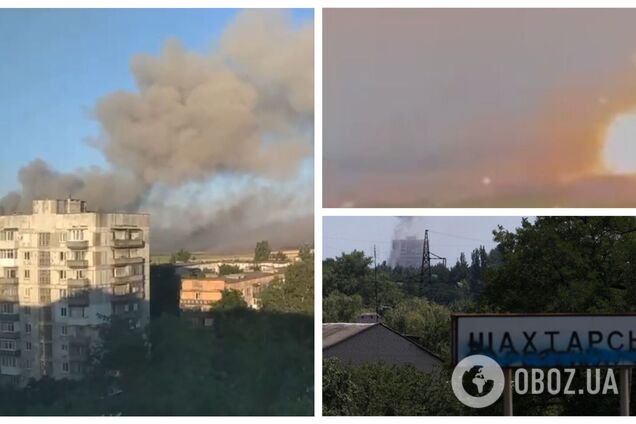 В окупованому Шахтарську пролунали потужні вибухи: горить склад із боєприпасами ворога. Відео