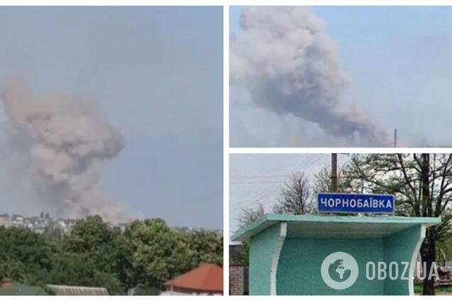 У Чорнобаївці досі горить та детонує ворожий склад боєприпасів. Фото і відео