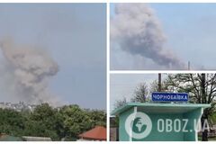 У Чорнобаївці досі горить та детонує ворожий склад боєприпасів. Фото і відео