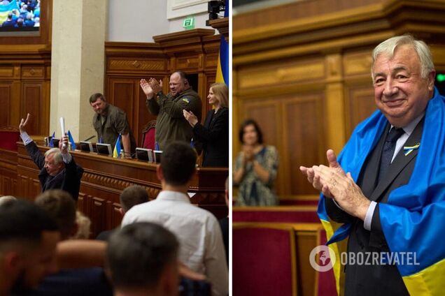 Глава Сената Франции с флагом Украины на плечах пообещал быть рядом до вступления в ЕС. Фото
