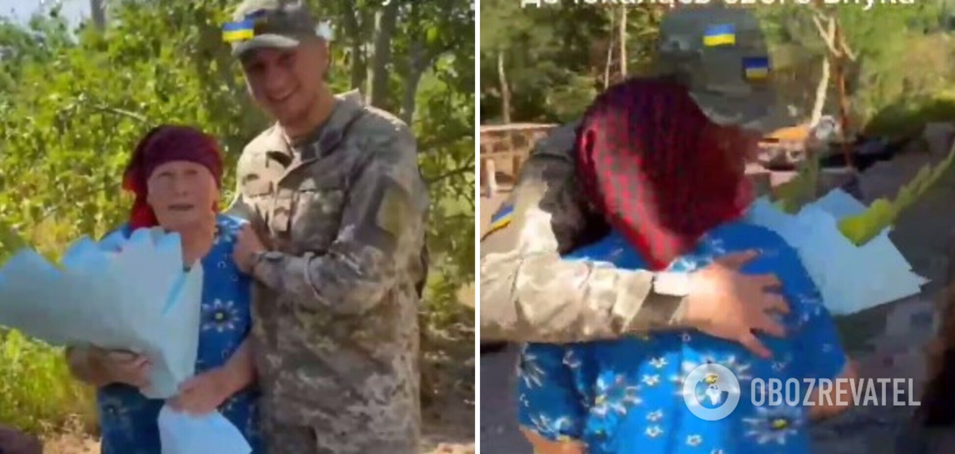 В сети появилось трогательное видео встречи украинского военного со своей бабушкой