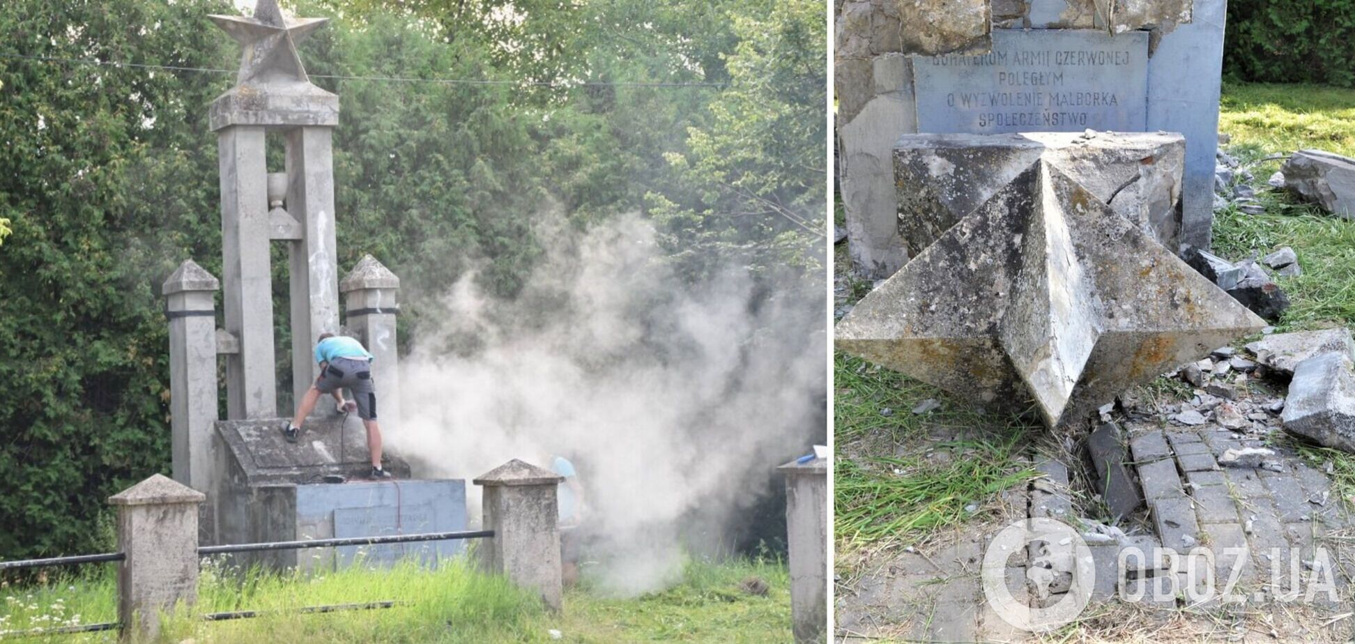 В польском городе Мальборк был демонтировали памятник Красной армии, назвав это 'концом декоммунизации'. Фото и видео