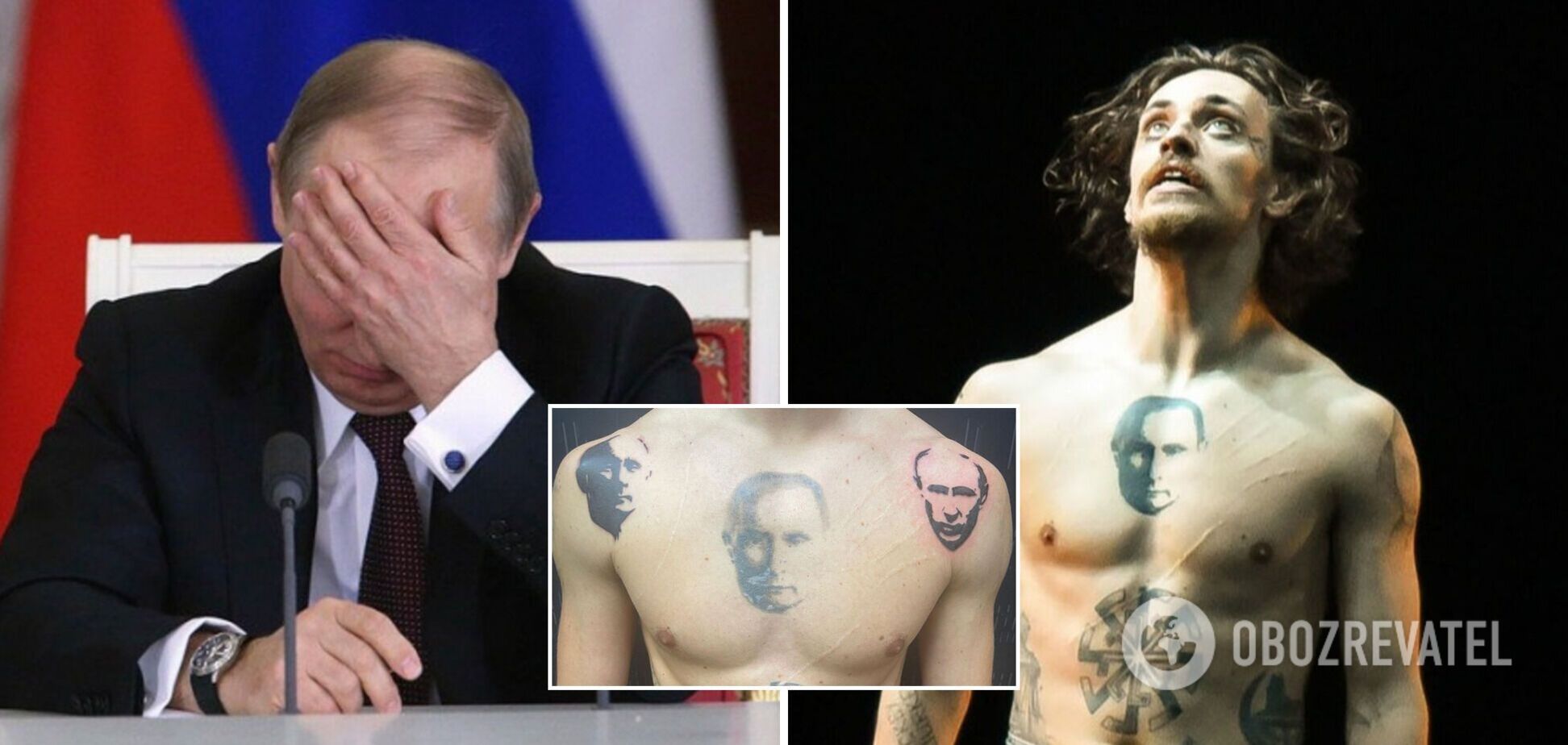 Сергій Полунін родом із Херсона набив три тату з обличчям Путіна і нарвався на хейт