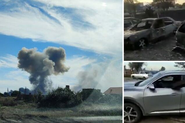 В Крыму за 400 м от эпицентра взрывов дотла выгорела автомобильная стоянка