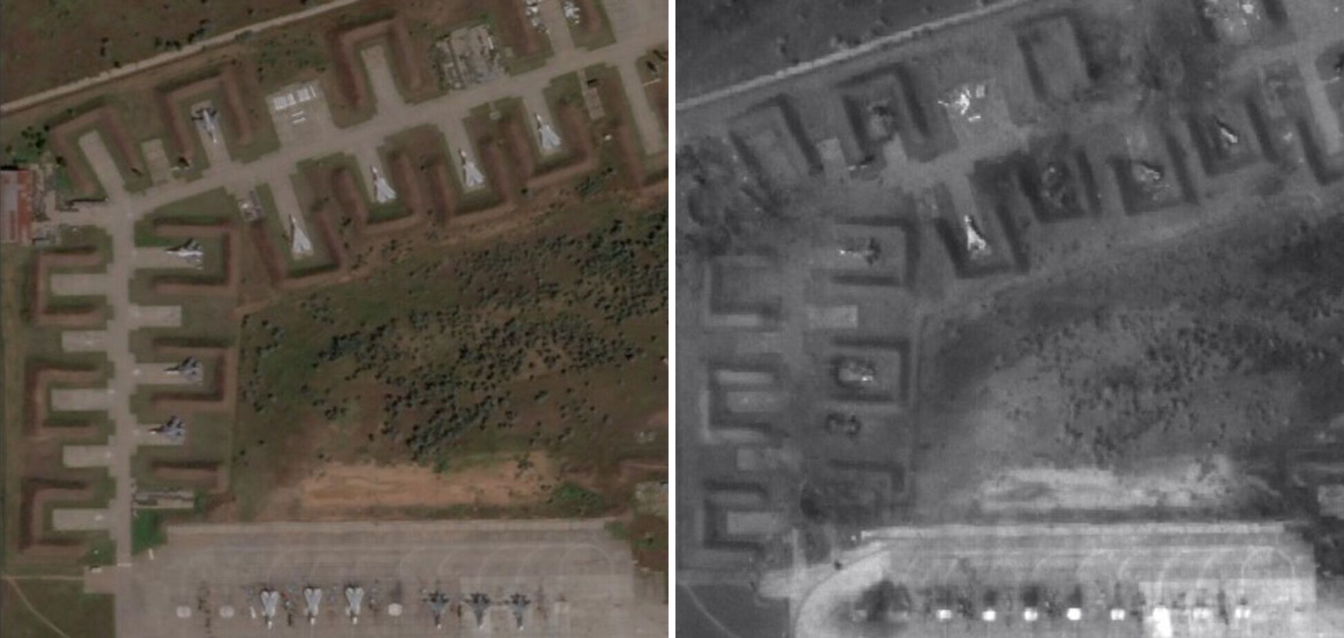 З'явились нові супутникові фото знищеного військового аеродрому в Криму 