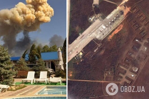 Компания Maxar показала новые спутниковые снимки военного аэродрома в Крыму до и после взрывов
