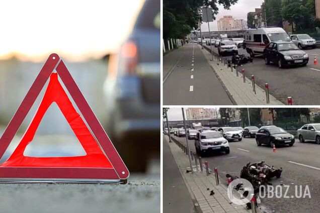 Мотоциклист на скорости протаранил легковушку