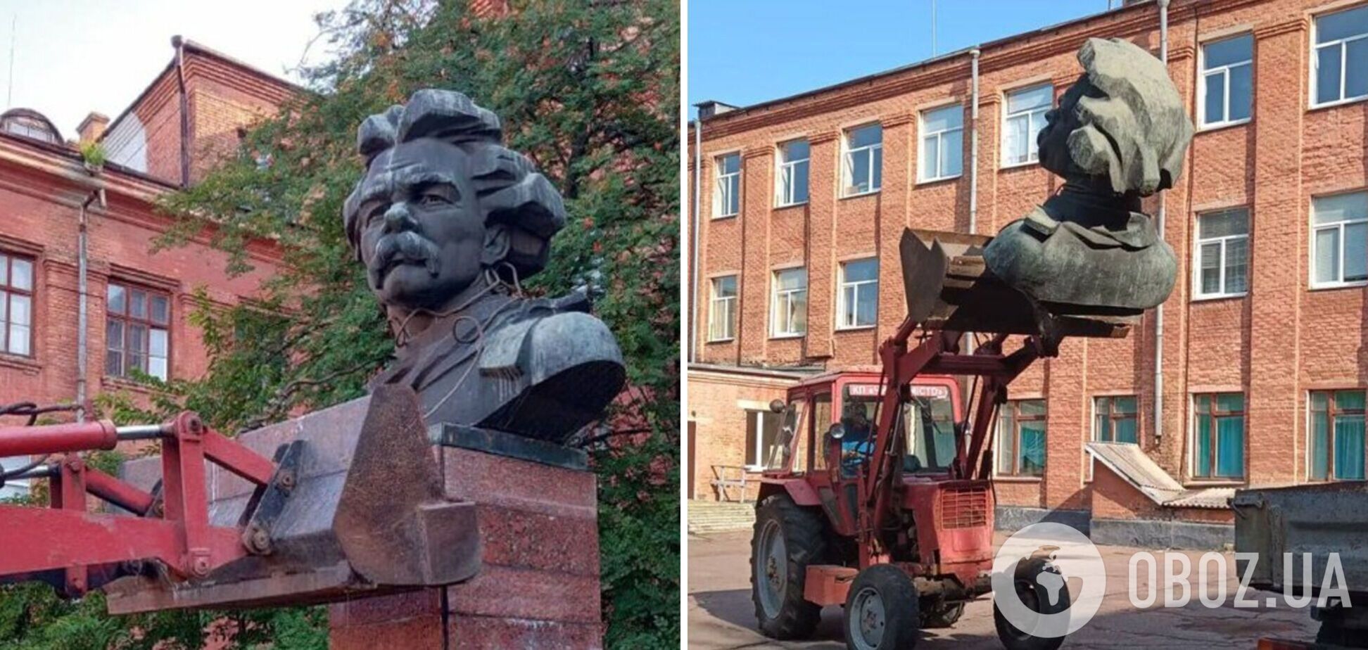 На Кировоградщине снесли бюст русского писателя Максима Горького. Фото