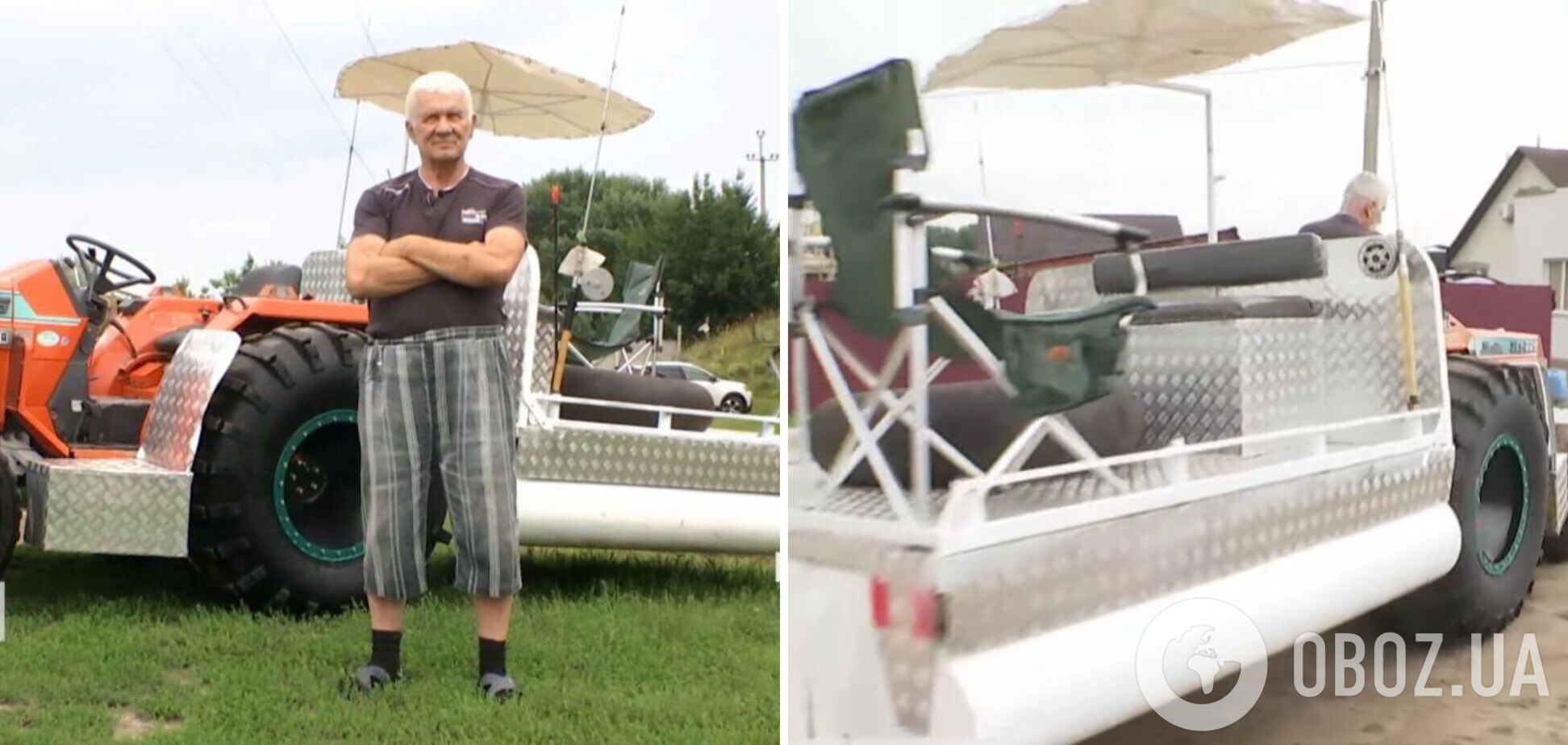 Украинец смастерил первый в мире плавающий трактор. Видео