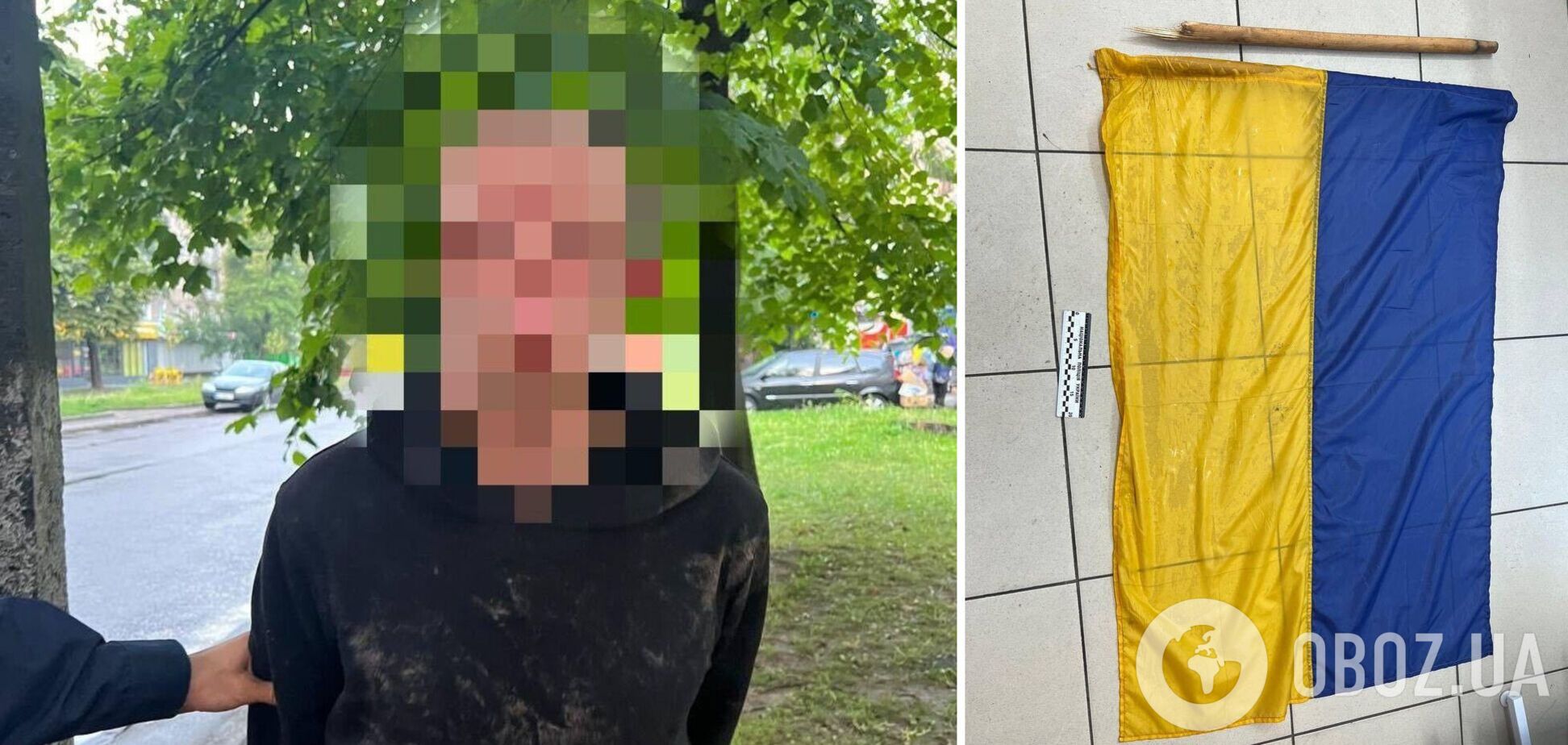 В Ривне мужчина сорвал с здания флаг Украины и поплатился: делом занялась полиция. Фото