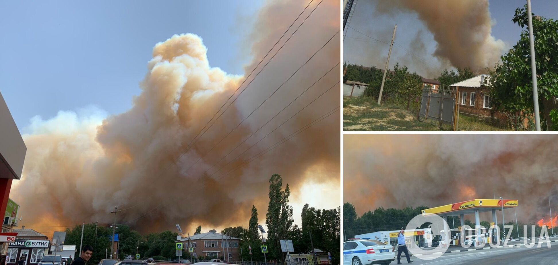 В Константиновске Ростовской области бушует степной пожар