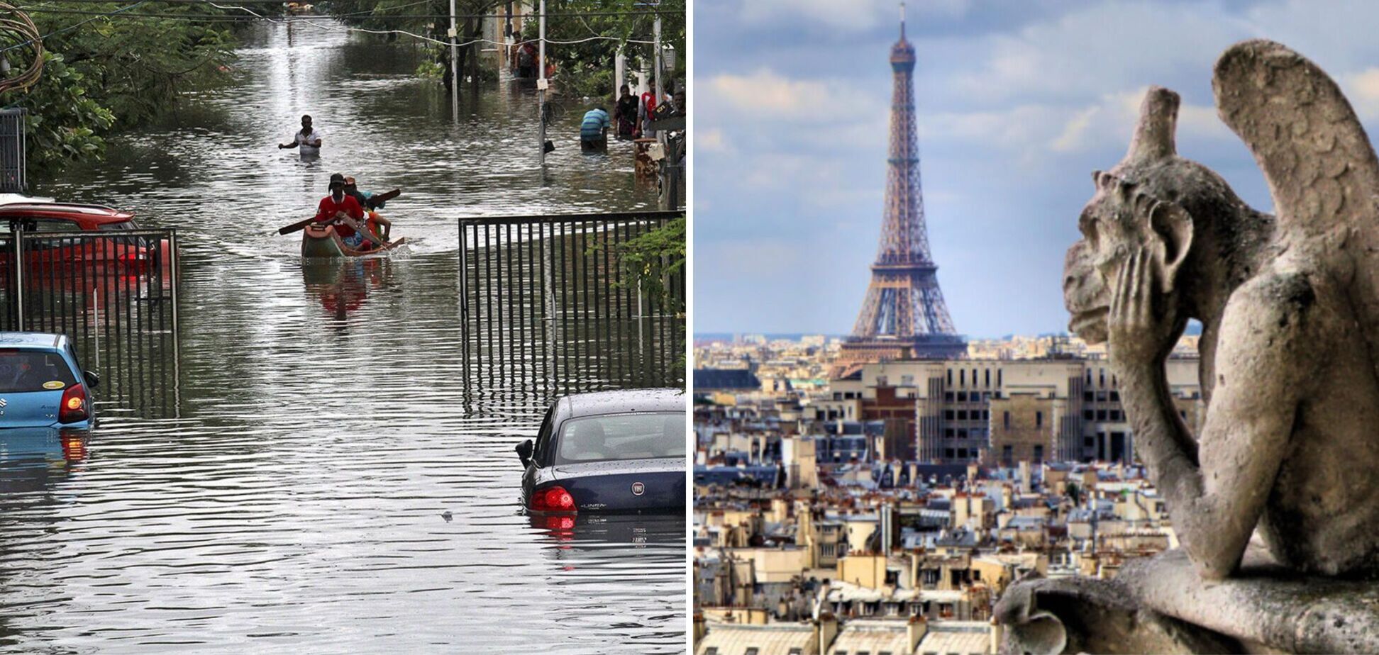 После аномальной жары Париж накрыл мощный ливень: затоплено метро, улицы ушли под воду. Видео