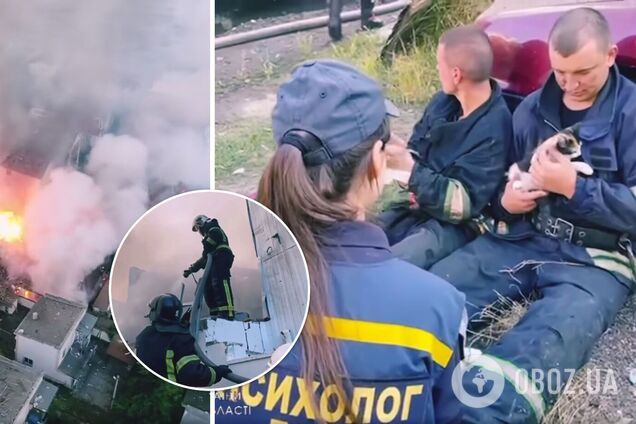 Пожежа на Одещині після ракетного удару РФ