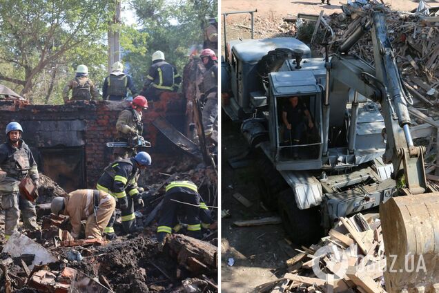 Кількість жертв ракетного удару по харківському гуртожитку зросла до 15, рятувальники продовжують розбирати завали. Фото