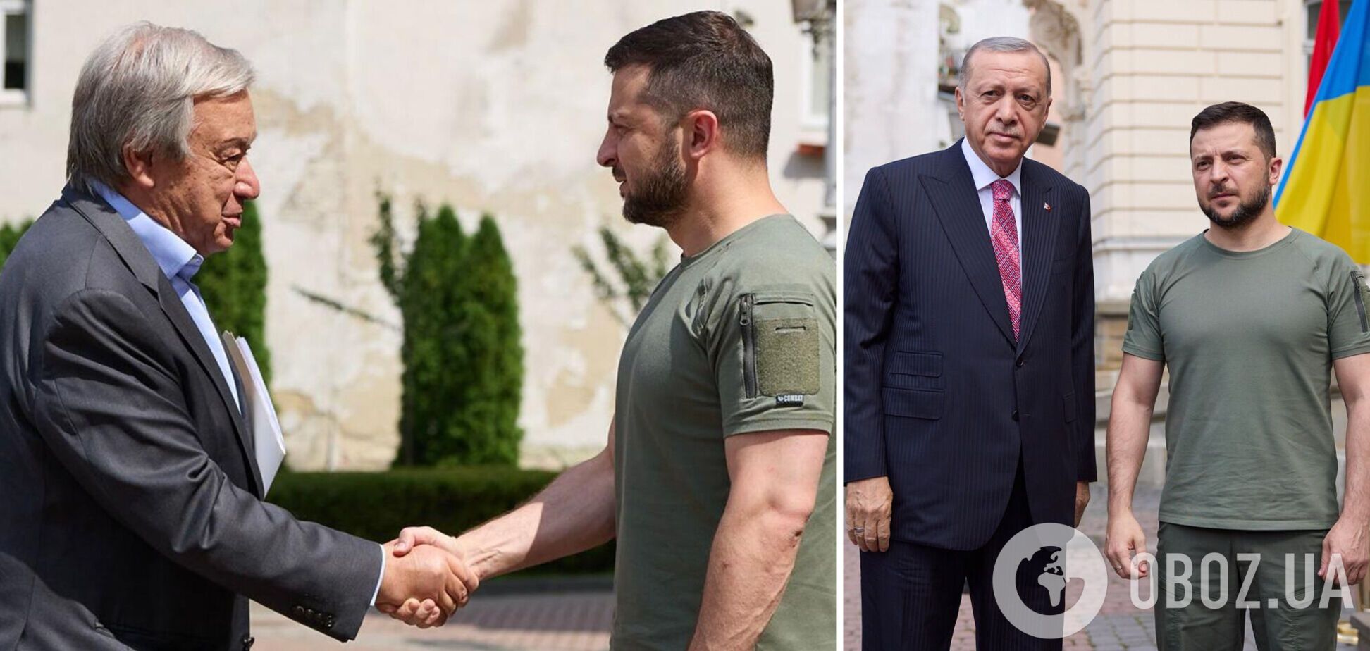 У Львові пройшла тристороння зустріч президентів Зеленського й Ердогана з генсеком ООН Гутеррешем. Фото