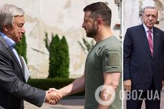 Во Львове прошла трехсторонняя встреча президентов Зеленского и Эрдогана с генсеком ООН Гутеррешем. Фото